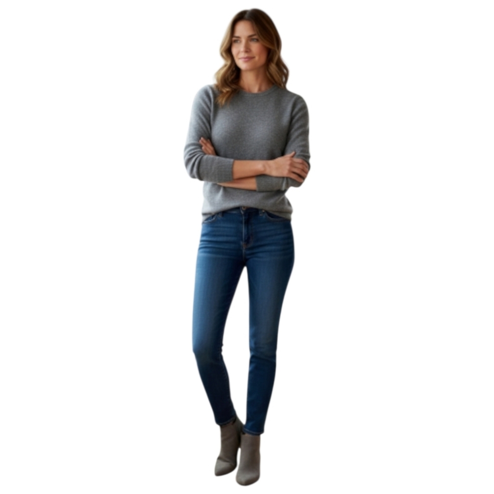 Adrienne Vittadini 100% Two Ply Cashmere Sweater Size Medium in Gray